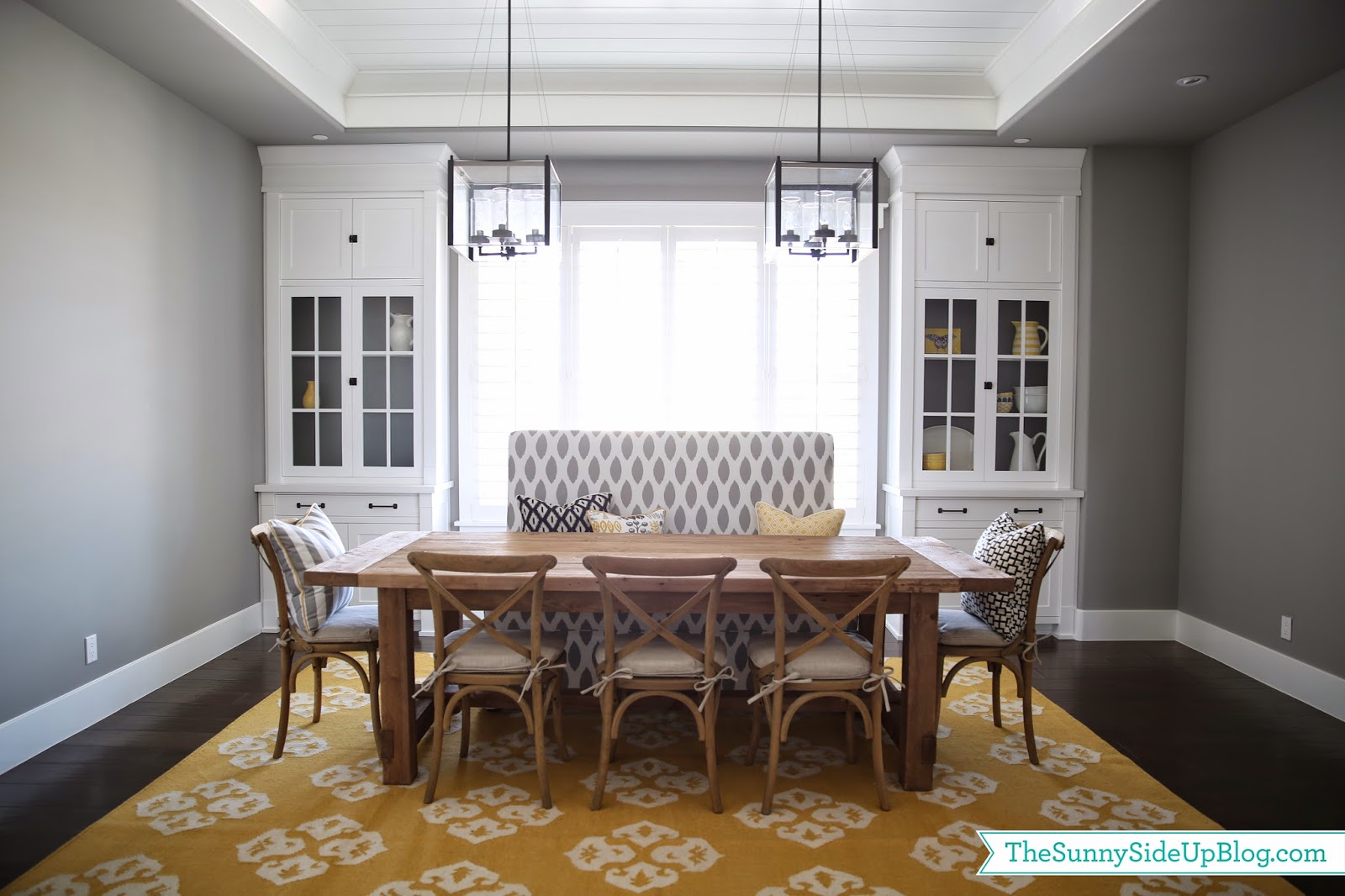 Dining room decor update (bench, chairs, pillows) - The Sunny Side Up Blog
