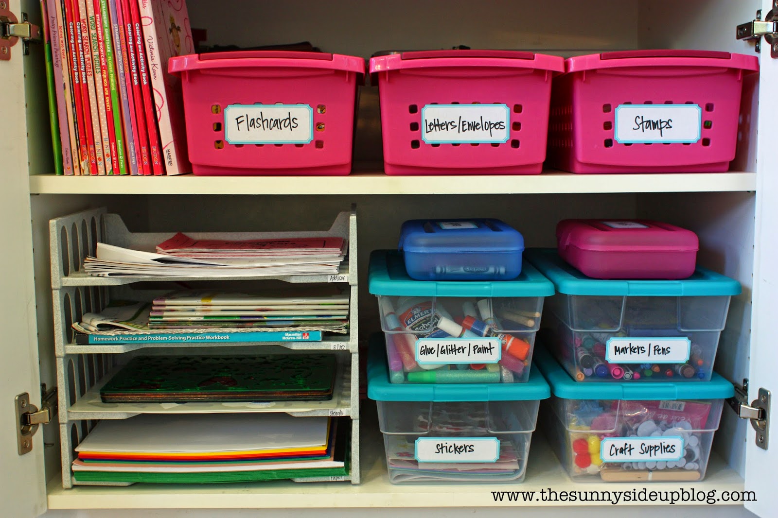 Organized craft/school supplies - The Sunny Side Up Blog
