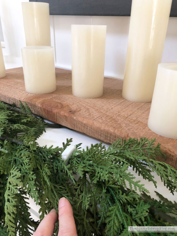 How to attach garland to a fireplace mantel (and other fun updates