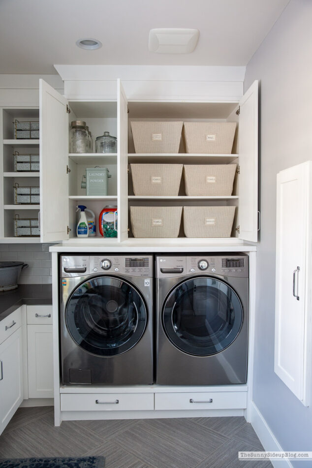 Organized Laundry Room Cupboards and Drawers - The Sunny Side Up Blog