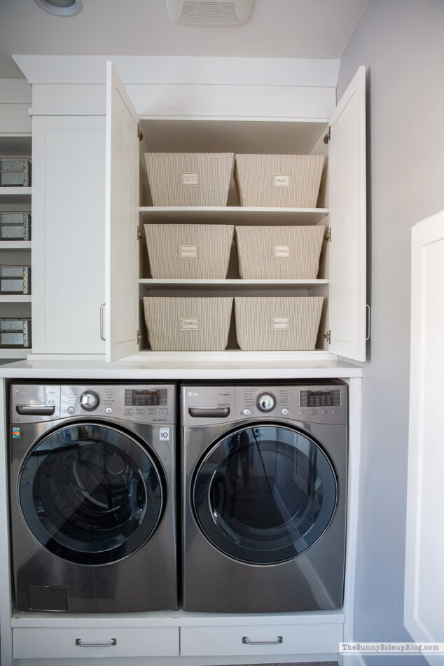 Organized Laundry Room Cupboards and Drawers - The Sunny Side Up Blog