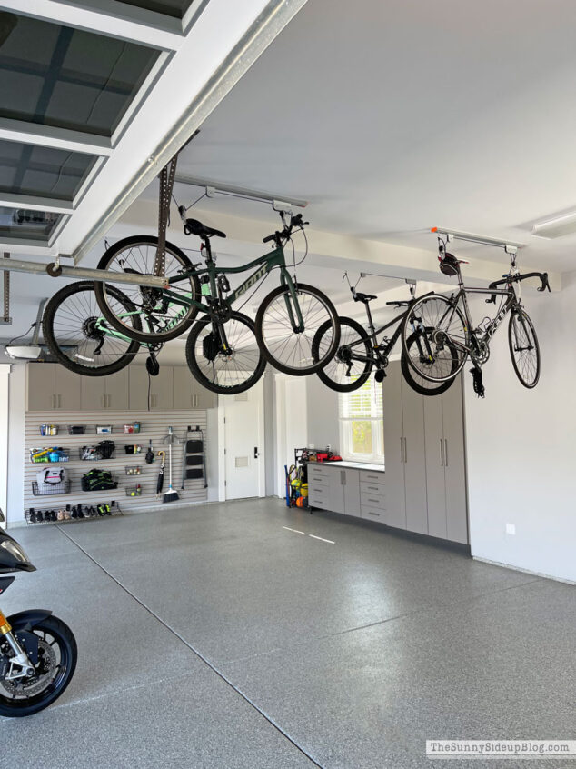 Hanging Bike Garage Organization - The Sunny Side Up Blog