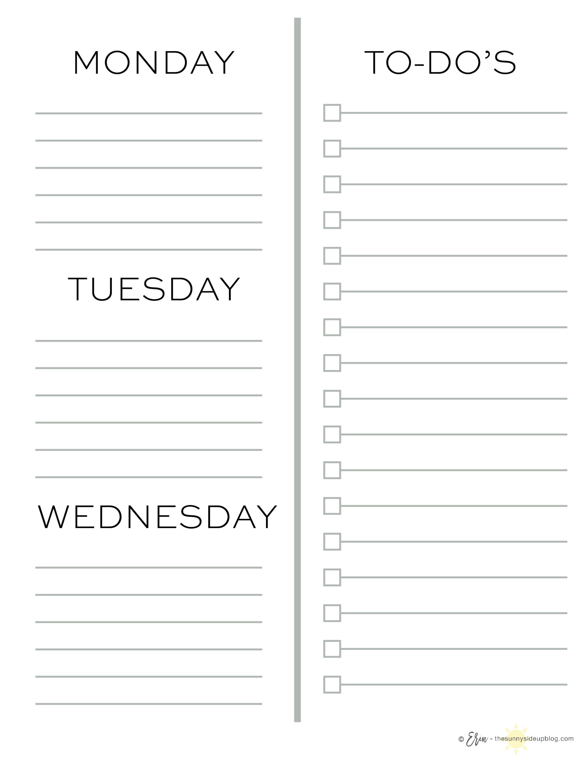 Weekly To-Do lists - The Sunny Side Up Blog